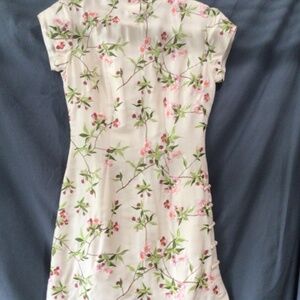 100% Silk Floral Pink Qipao from Shanghai Tang